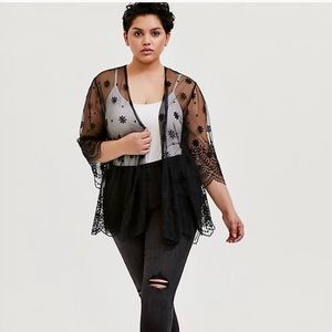 NWT Torrid Black Mesh Kimono, size 3/4